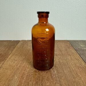 1920s Lysol‎ Antiseptic Amber Glass Vintage Lysol Bottle New York USA embossed